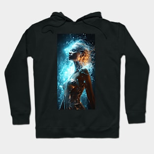 blonde girl with neon blue lights Hoodie